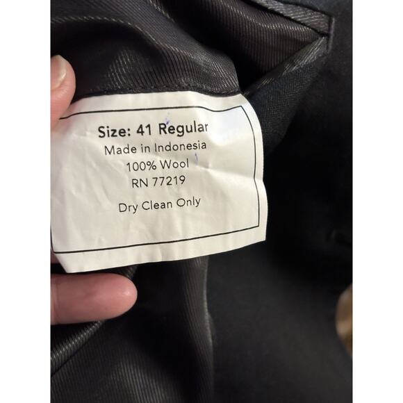 PRONTO UOMO PLATINUM Men's Solid Black Wool Modern-Fit Two-Button Blazer SZ 41R - Picture 5 of 6